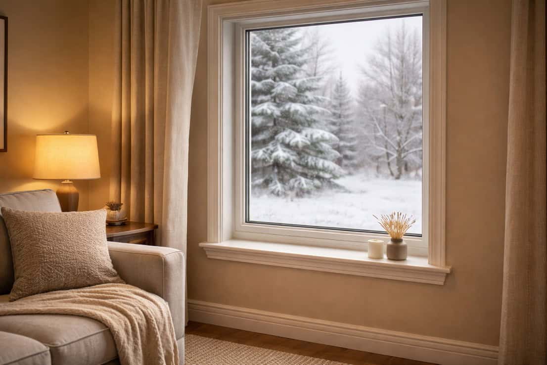 Triple pane vinyl window helping keep an Ontario home comfortable in winter
