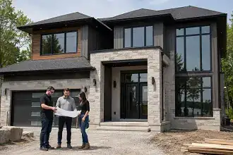 New custom home project with window and door openings planned from architectural drawings.